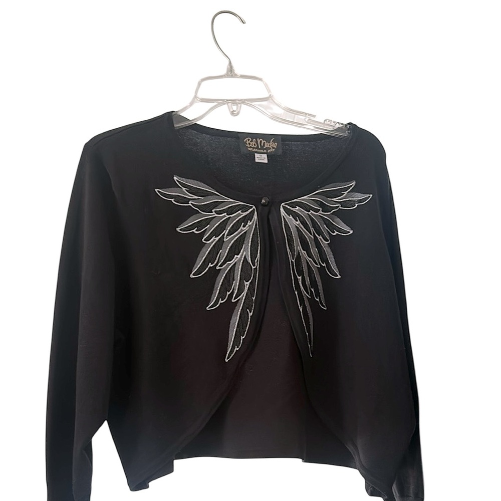 Bob Mackie Black Wearable Art Bolero Cardigan and Shell